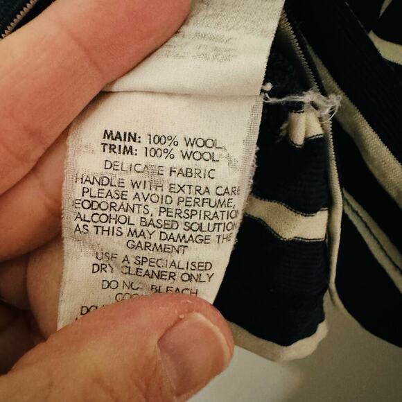 NICHOLAS Black White Wool Spiral Striped Turtleneck Long Sleeves Top Size US 2 - Picture 9 of 11